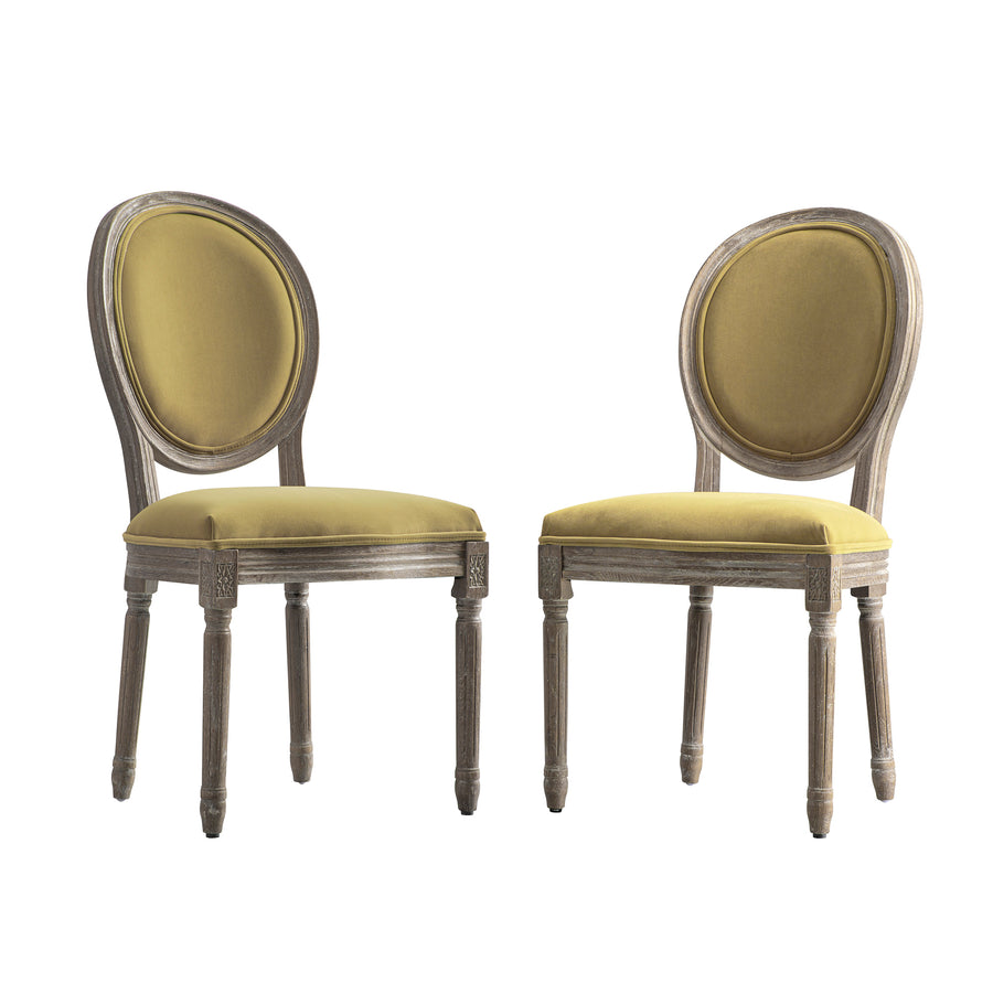 Lainston Set of 2 Classic Weathered Oak Dining Chairs, Fudge Velvet - daals