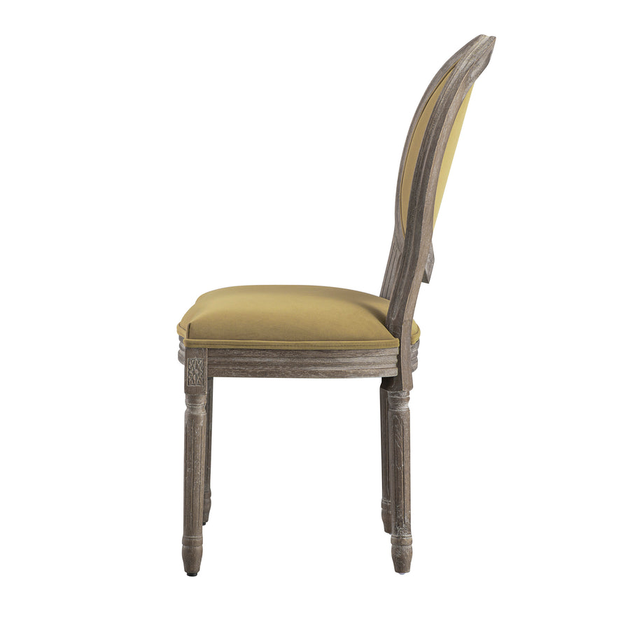 Lainston Set of 2 Classic Weathered Oak Dining Chairs, Fudge Velvet - daals