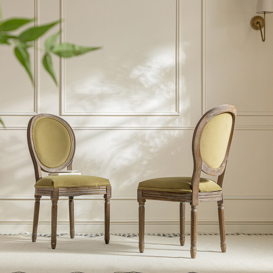 Lainston Set of 2 Classic Weathered Oak Dining Chairs, Fudge Velvet - daals