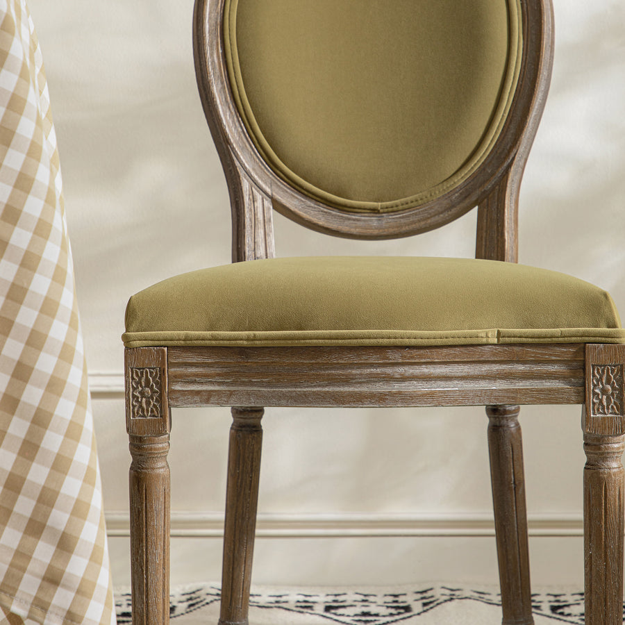 Lainston Set of 2 Classic Weathered Oak Dining Chairs, Fudge Velvet - daals