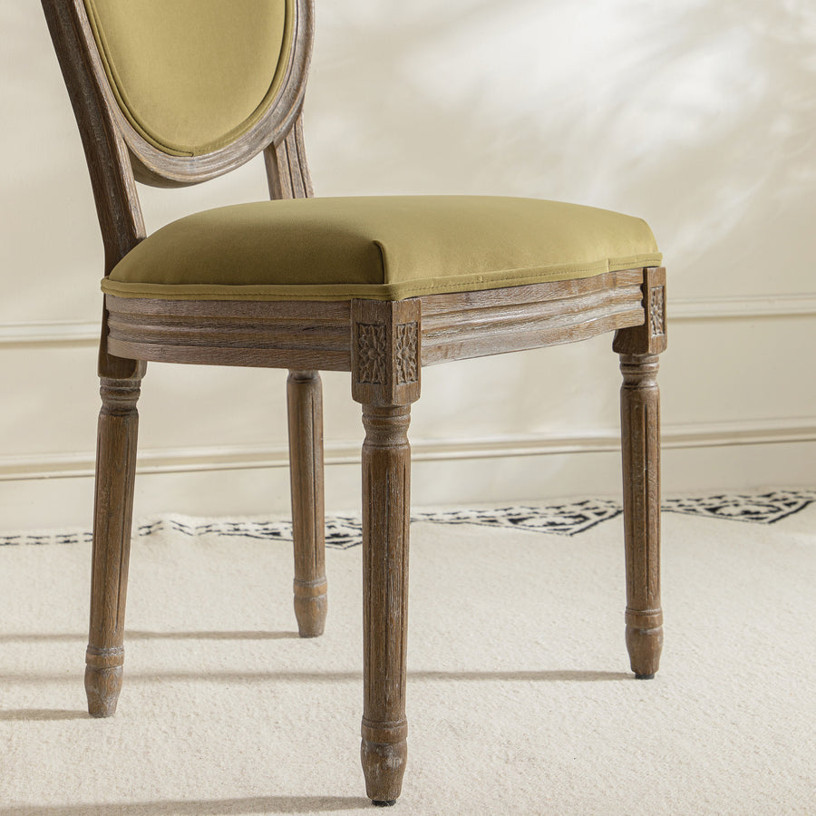 Lainston Set of 2 Classic Weathered Oak Dining Chairs, Fudge Velvet - daals