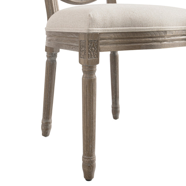 Lainston Set of 2 Classic Weathered Oak Dining Chairs, Oatmeal Brushed Fabric