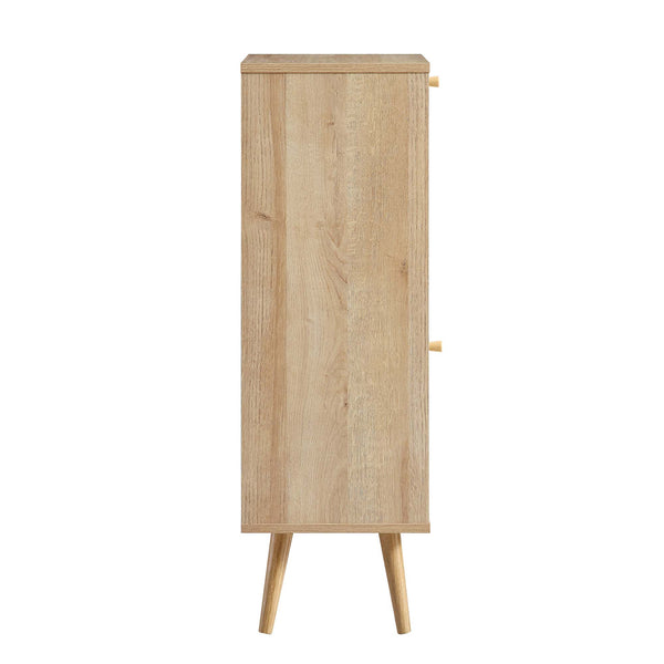 Frances Woven Rattan 1-Door Bathroom Cabinet, Natural