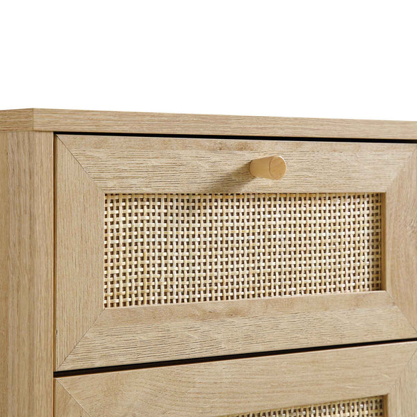 Frances Woven Rattan 1-Door Bathroom Cabinet, Natural