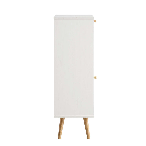 Frances Woven Rattan 1-Door Bathroom Cabinet, White