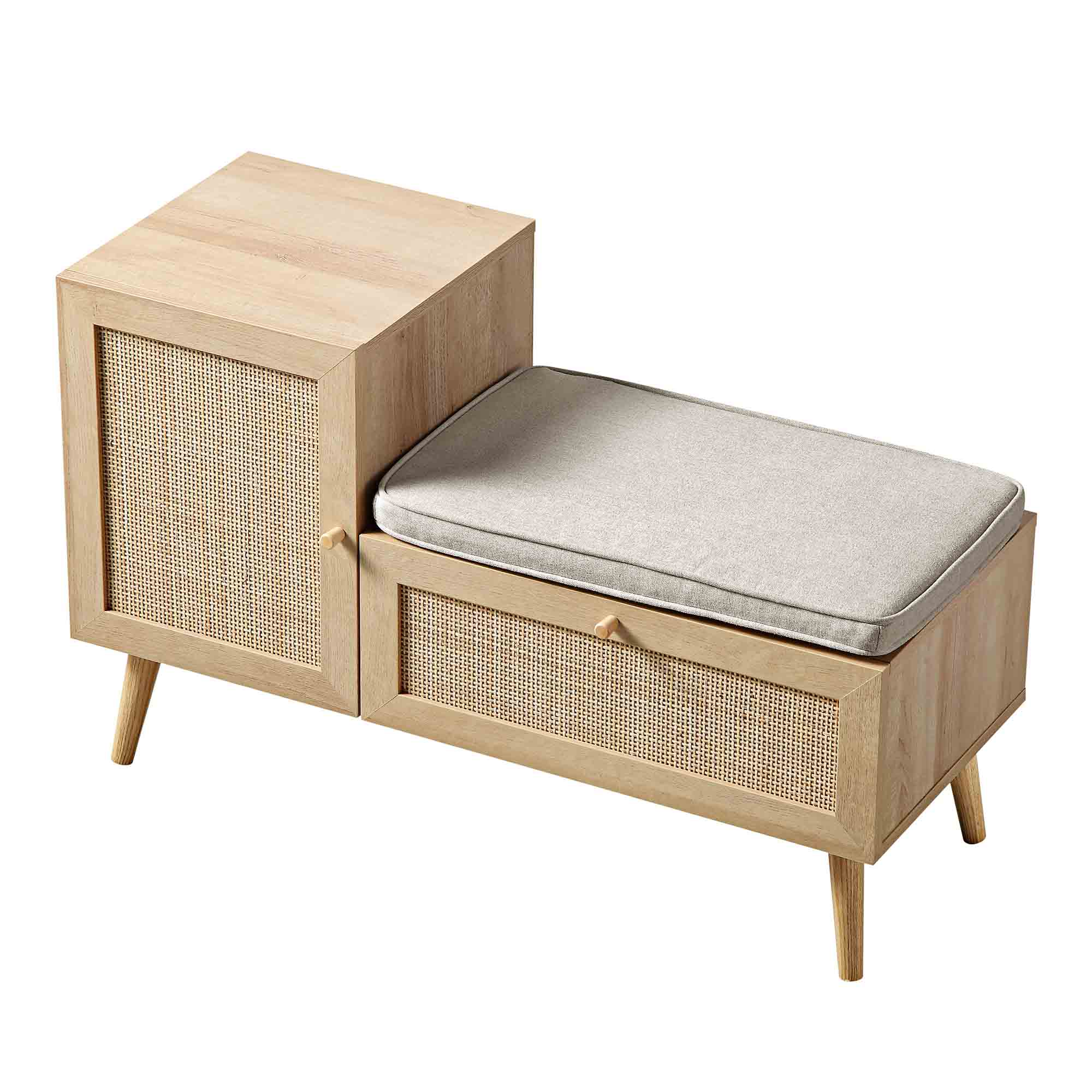 Illustration of Rattan Storage Crate Dog Bench Ottoman Furniture