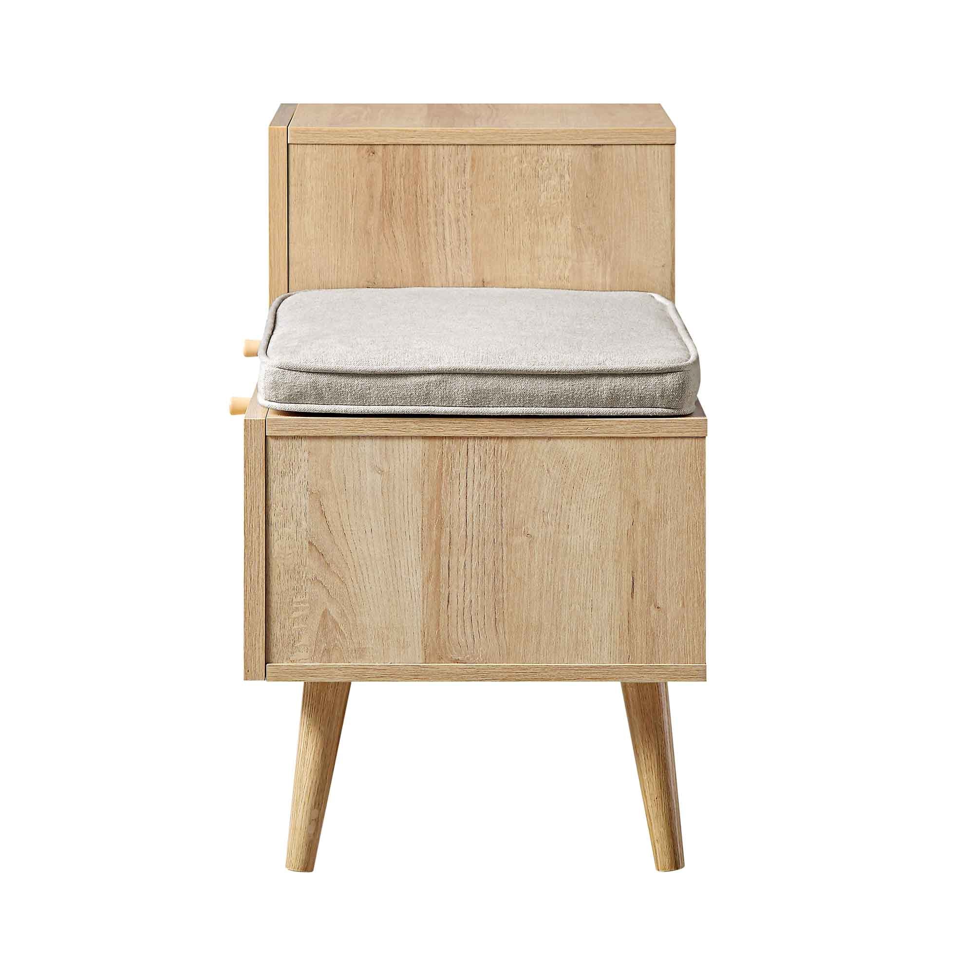 Frances Woven Rattan Storage Bench with Cushion, Natural | daals