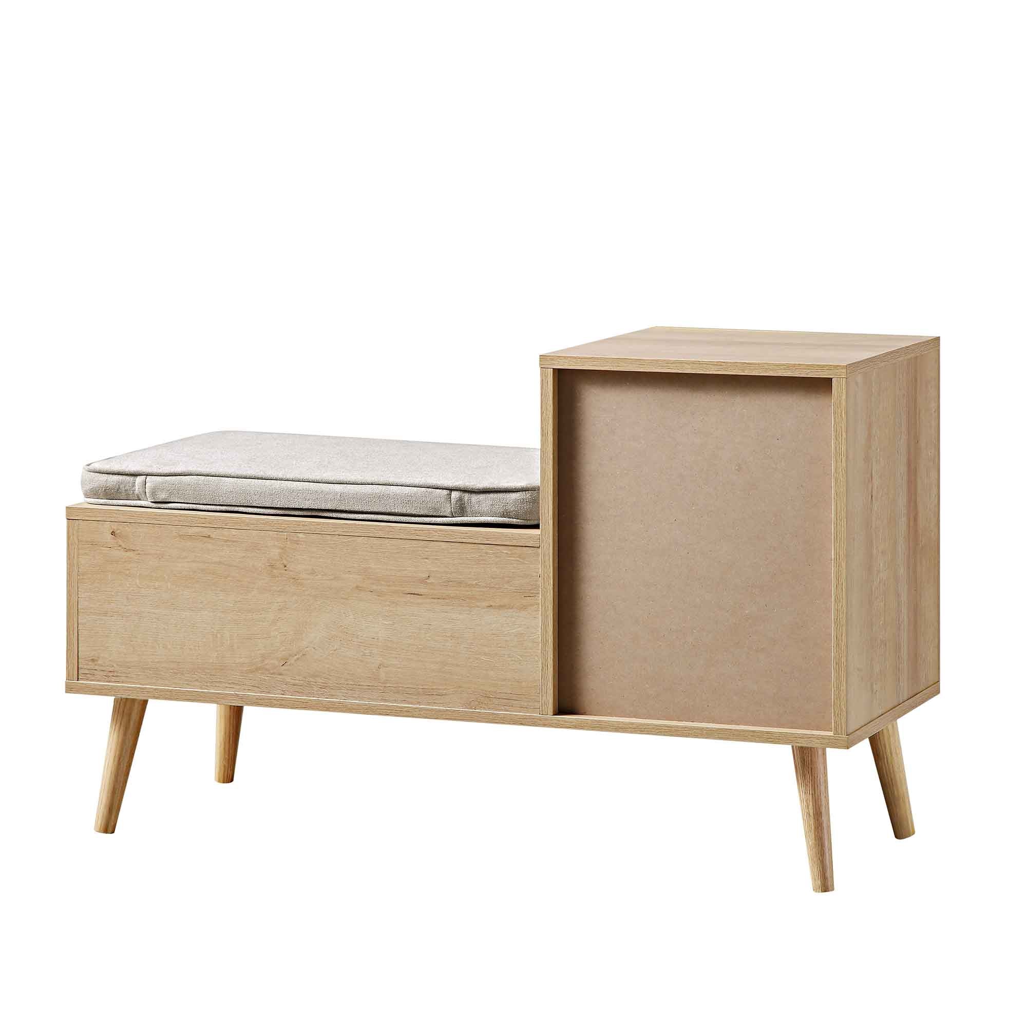 Frances Woven Rattan Storage Bench with Cushion, Natural | daals