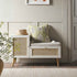Frances Woven Rattan Storage Bench with Cushion, White - daals