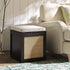 Frances Woven Rattan Single Storage Stool with Cushion, Black - daals