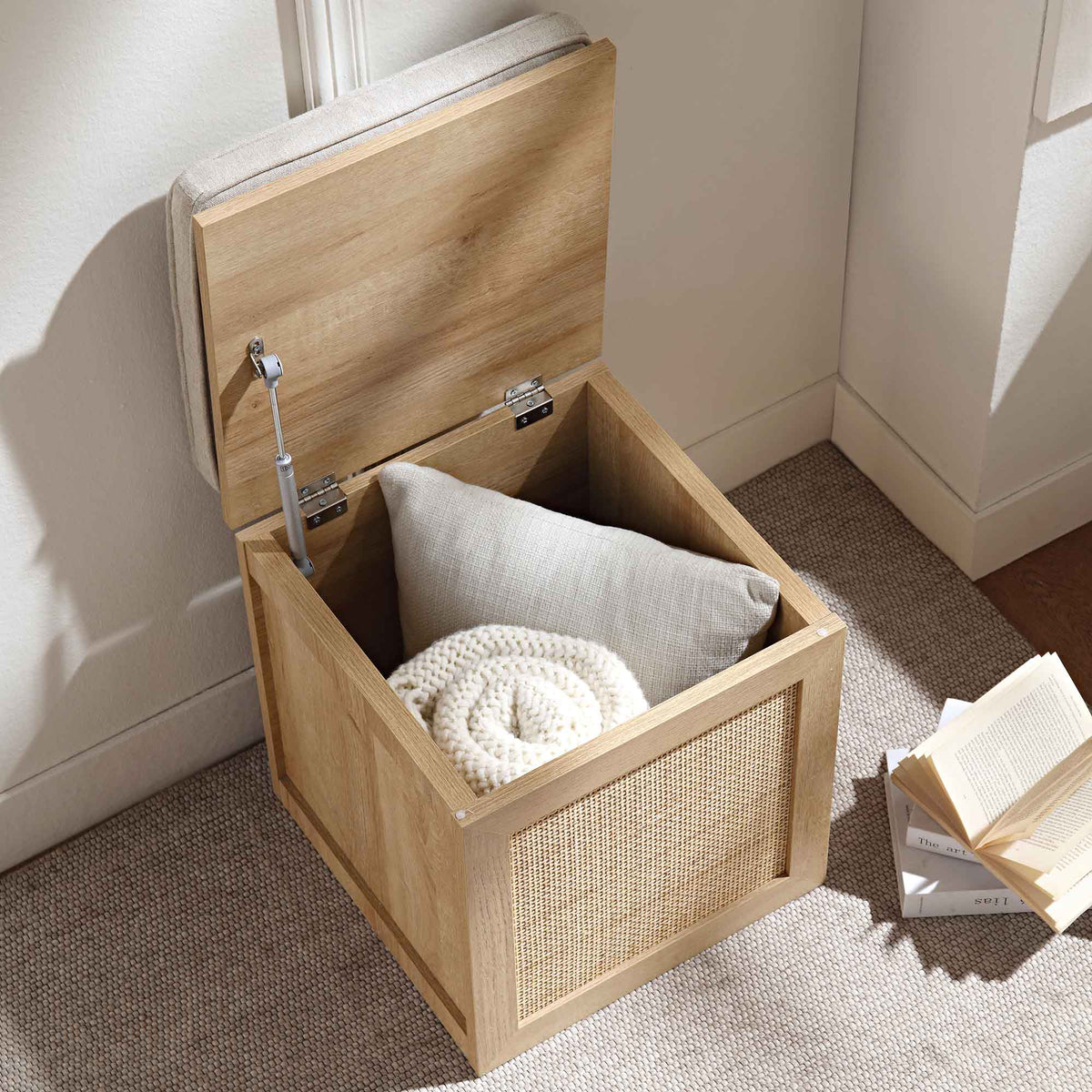 Storage Stool Hs Code Frances Woven Rattan Single Storage Stool with Cushion, Natural | daals