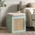 Frances Woven Rattan Single Storage Stool with Cushion, Mint - daals