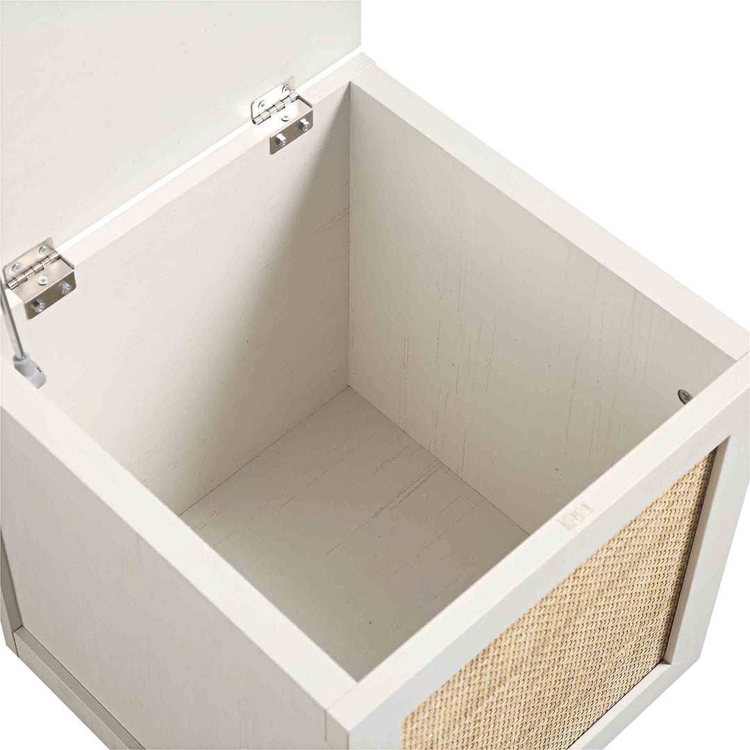 Frances Woven Rattan Single Storage Stool with Cushion, White | daals
