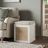 Frances Woven Rattan Single Storage Stool with Cushion, White - daals