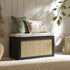 Frances Woven Rattan Double Storage Stool with Cushion, Black - daals