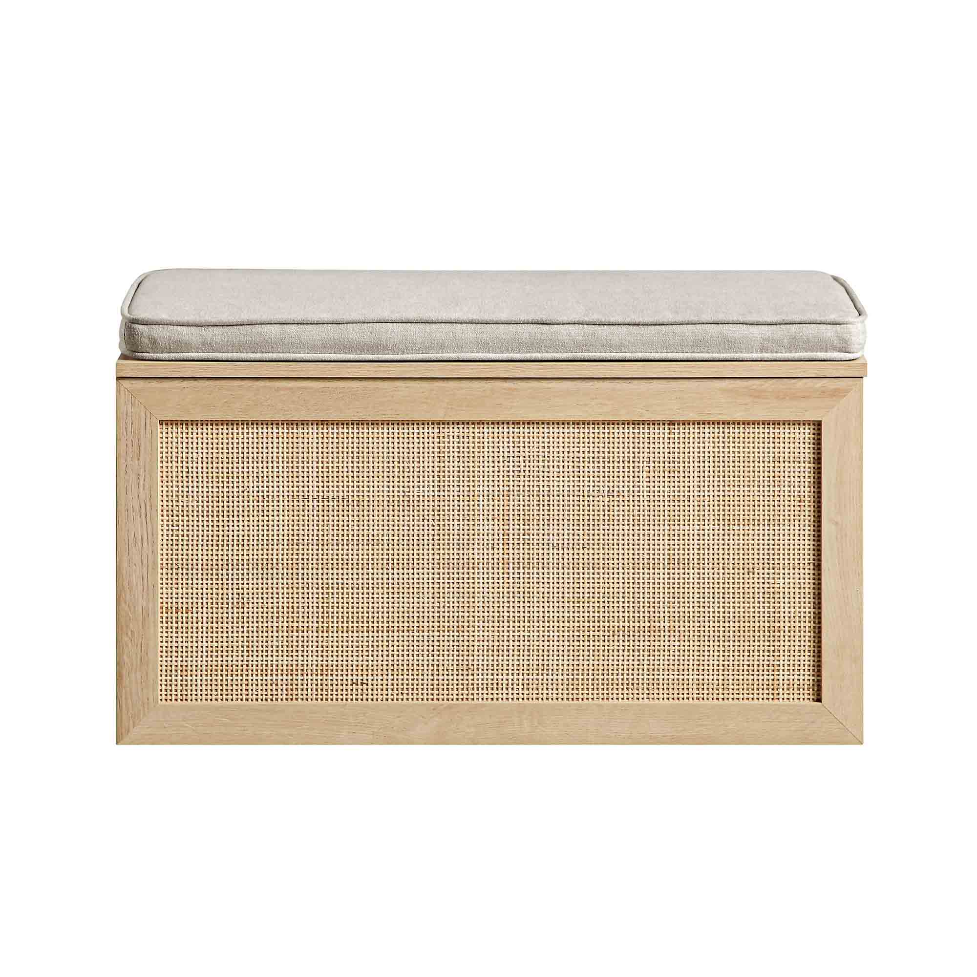 Storage Rattan Stools Frances Woven Rattan Double Storage Stool with Cushion, Natural | daals