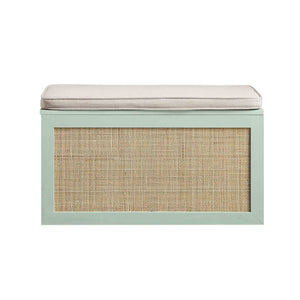 Frances Woven Rattan Double Storage Stool with Cushion, Mint