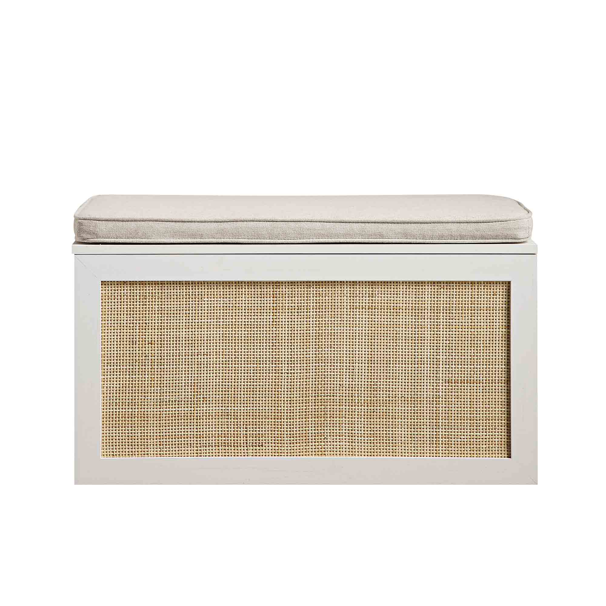 Storage Rattan Stools Frances Woven Rattan Double Storage Stool with Cushion, White | daals