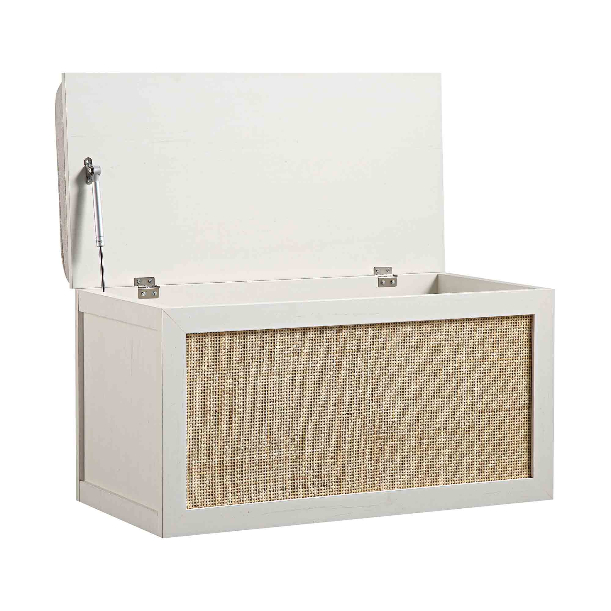 Storage Rattan Stools Frances Woven Rattan Double Storage Stool with Cushion, White | daals