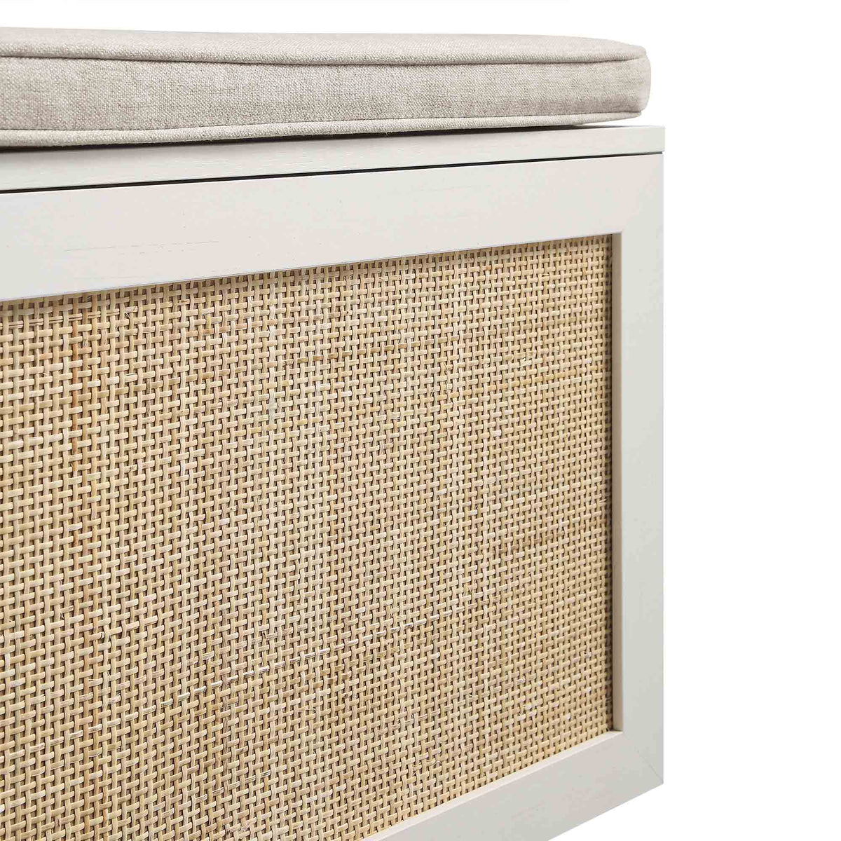 Storage Rattan Stools Frances Woven Rattan Double Storage Stool with Cushion, White | daals