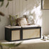 Frances Woven Rattan Triple Storage Stool Set with Cushion, Black - daals