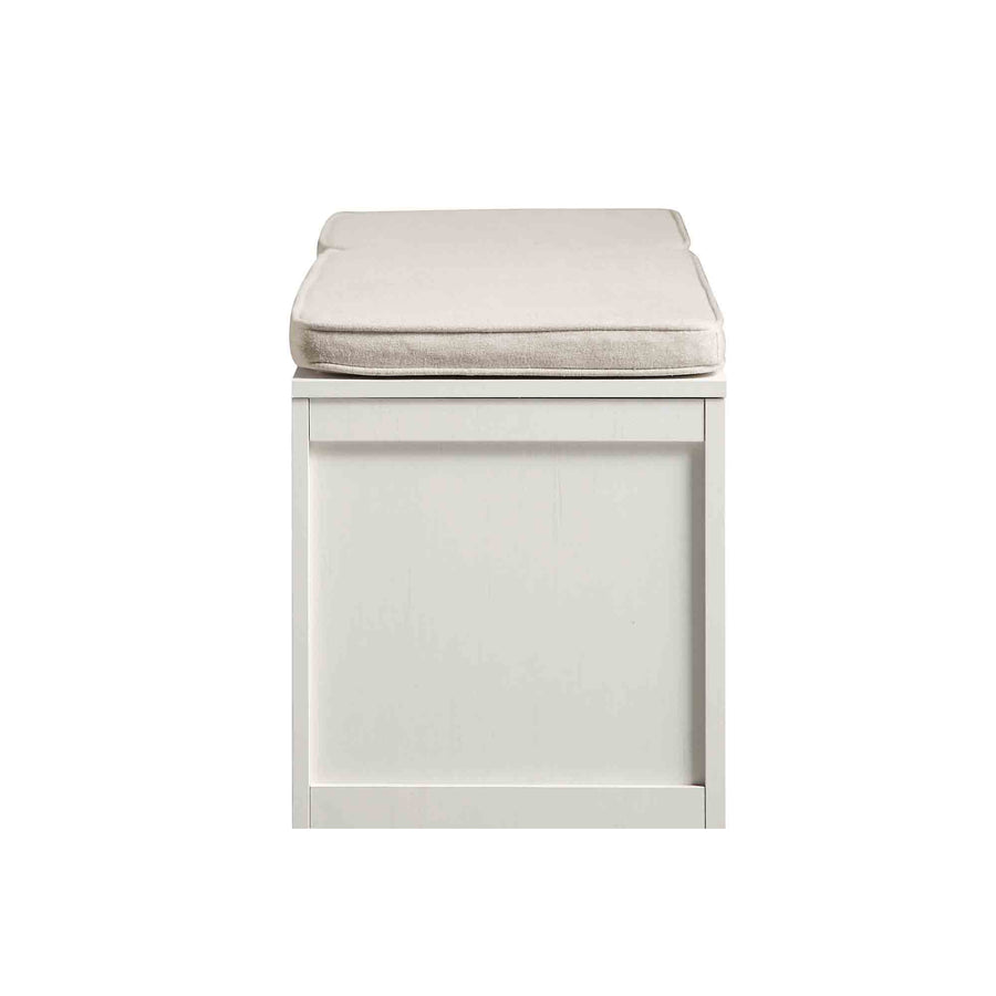 Frances Woven Rattan Triple Storage Stool Set with Cushion, White