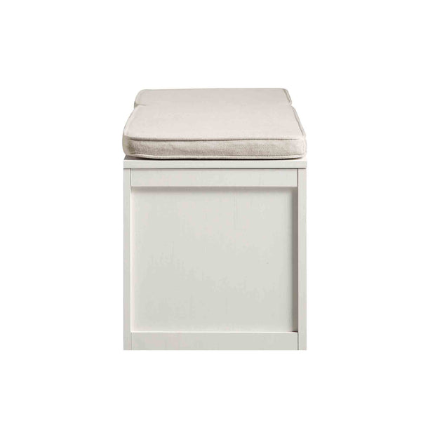 Frances Woven Rattan Triple Storage Stool Set with Cushion, White