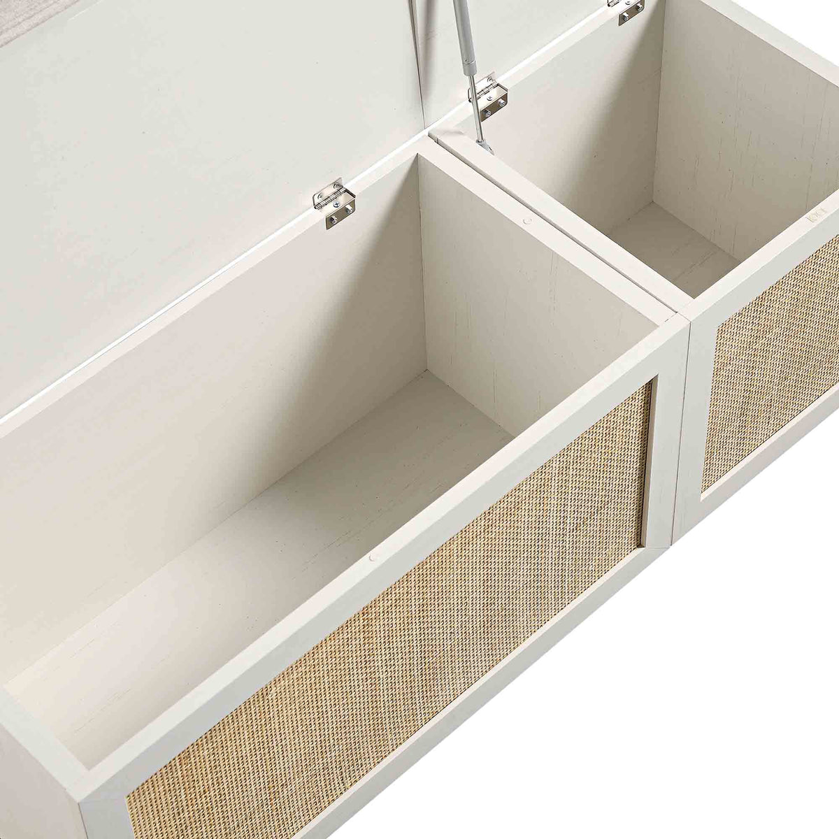 Storage Rattan Stools Frances Woven Rattan Triple Storage Stool Set with Cushion, White | daals