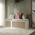 Frances Woven Rattan Triple Storage Stool Set with Cushion, White - daals