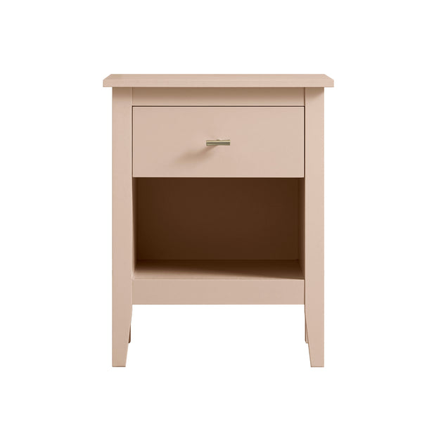 Oakham 1-Drawer Bedside Table, Nude Pink