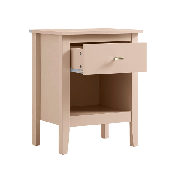Oakham 1-Drawer Bedside Table, Nude Pink