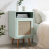 Frances Woven Rattan 1 - Door Bedside Table in Mint - daals