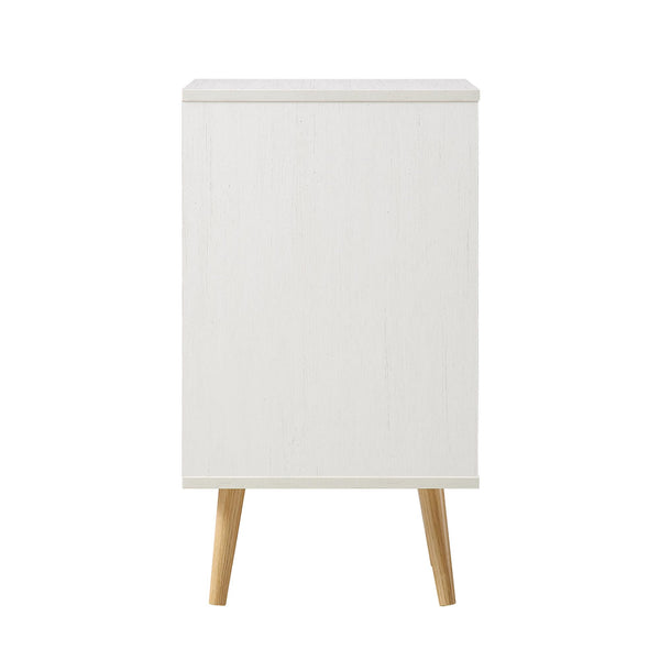 Frances Woven Rattan 1-Door Bedside Table in White