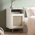 Frances Woven Rattan 1 - Door Bedside Table in White - daals