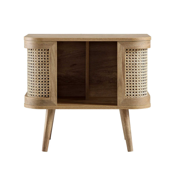 Izzy Curved Rattan Bedside Table, Natural