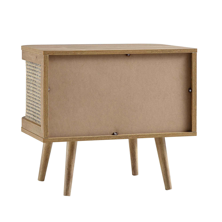 Izzy Curved Rattan Bedside Table, Natural