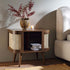 Izzy Curved Rattan Bedside Table, Walnut - daals