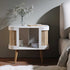 Izzy Curved Rattan Bedside Table, White - daals