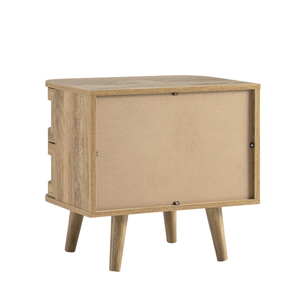 Izzy Curved Rattan 2-Drawer Bedside Table, Natural