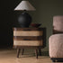 Izzy Curved Rattan 2 - Drawer Bedside Table, Walnut - daals