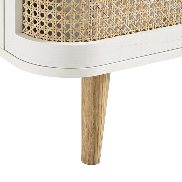 Izzy Curved Rattan 2-Drawer Bedside Table, White