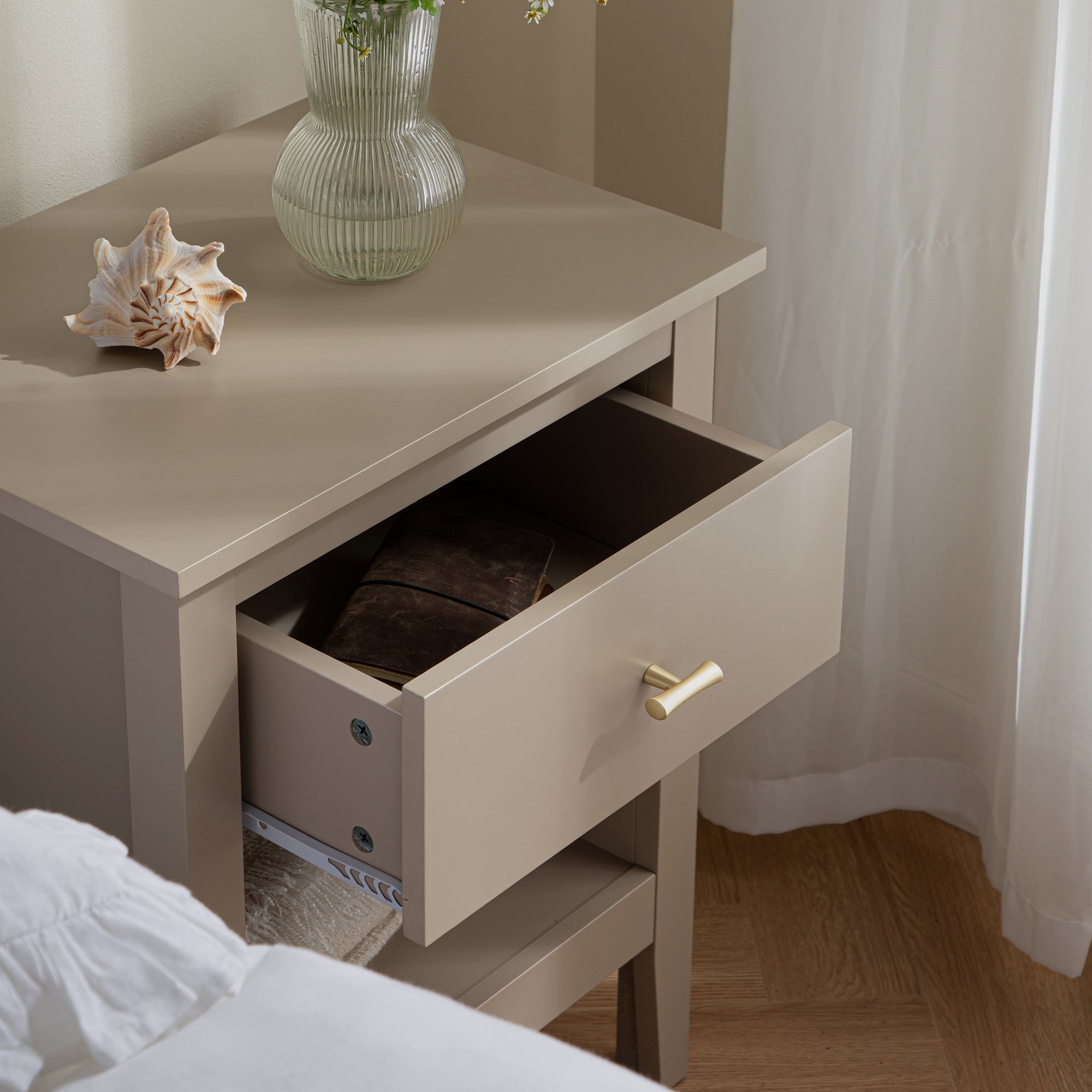 Oakham 1 Drawer Bedside Table Deep Greige Daals Oakham 1 Drawer Bedside Table Deep Greige Daals