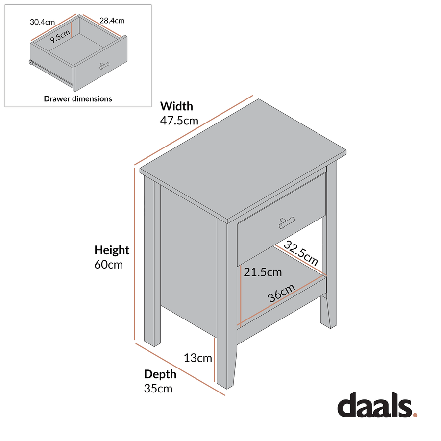Oakham 1-Drawer Bedside Table, Wild Cherry