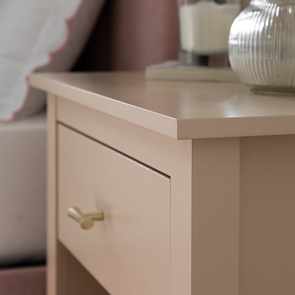 Oakham 1-Drawer Bedside Table, Nude Pink