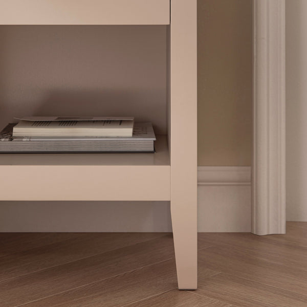 Oakham 1-Drawer Bedside Table, Nude Pink