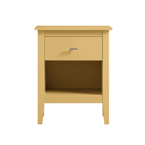 Oakham 1-Drawer Bedside Table, Rattan Yellow