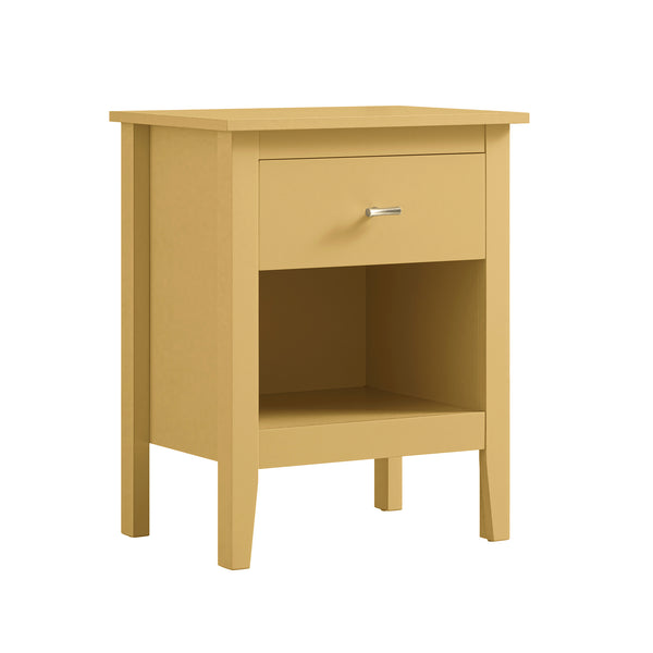 Oakham 1-Drawer Bedside Table, Rattan Yellow