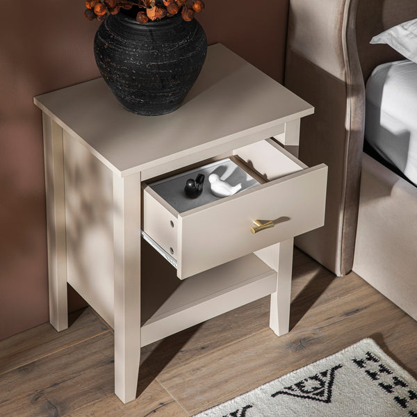 Oakham 1-Drawer Bedside Table, Shaded White