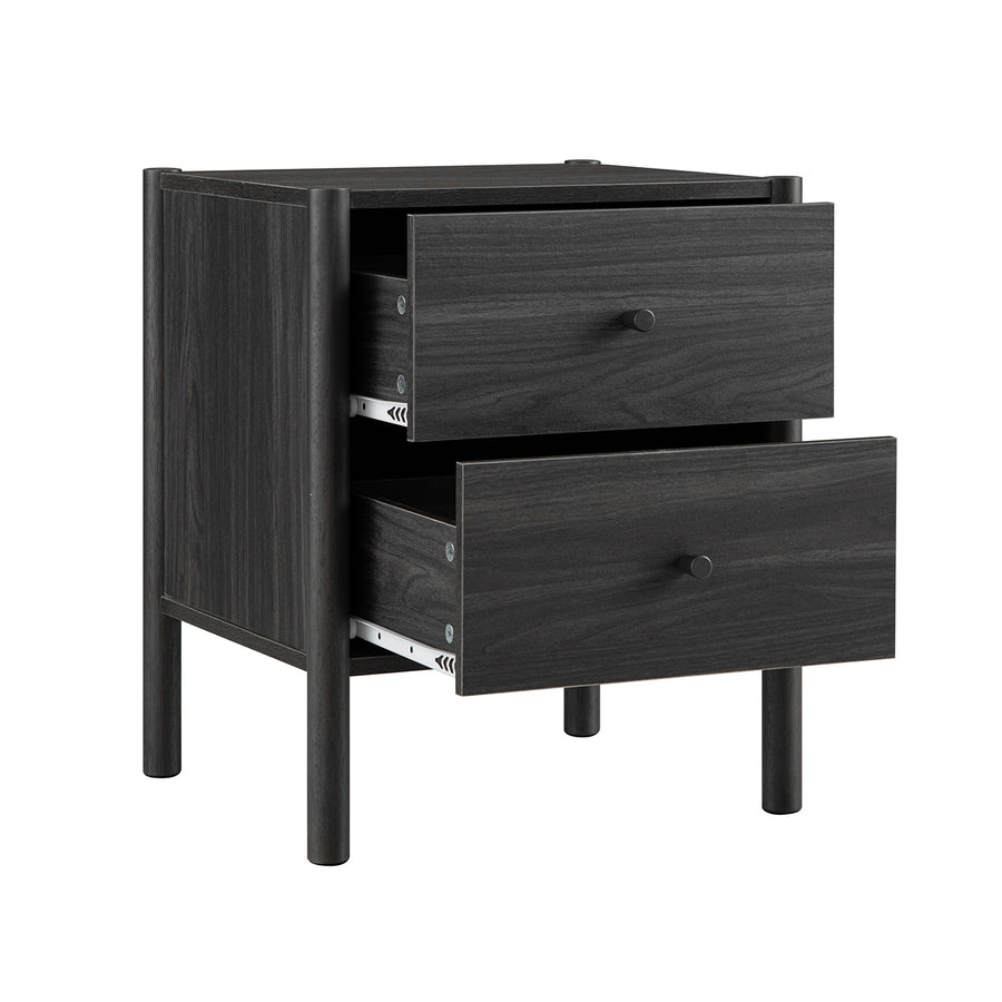 Linden 2-Drawer Bedside Table, Ebony - daals