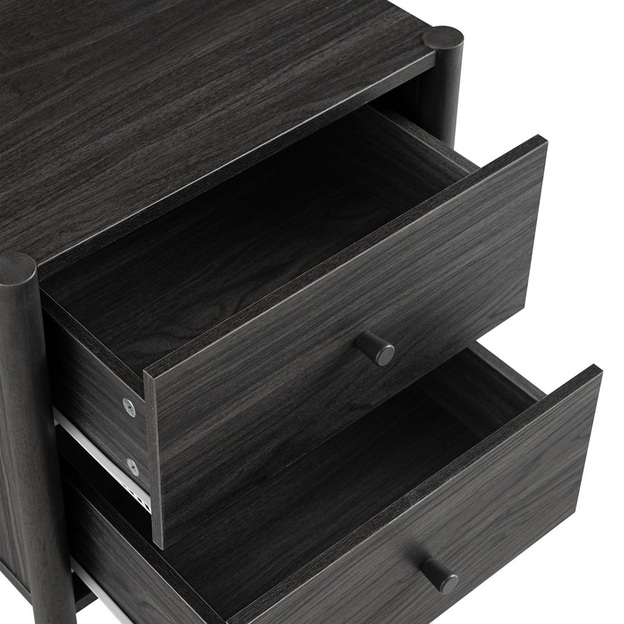 Linden 2-Drawer Bedside Table, Ebony - daals